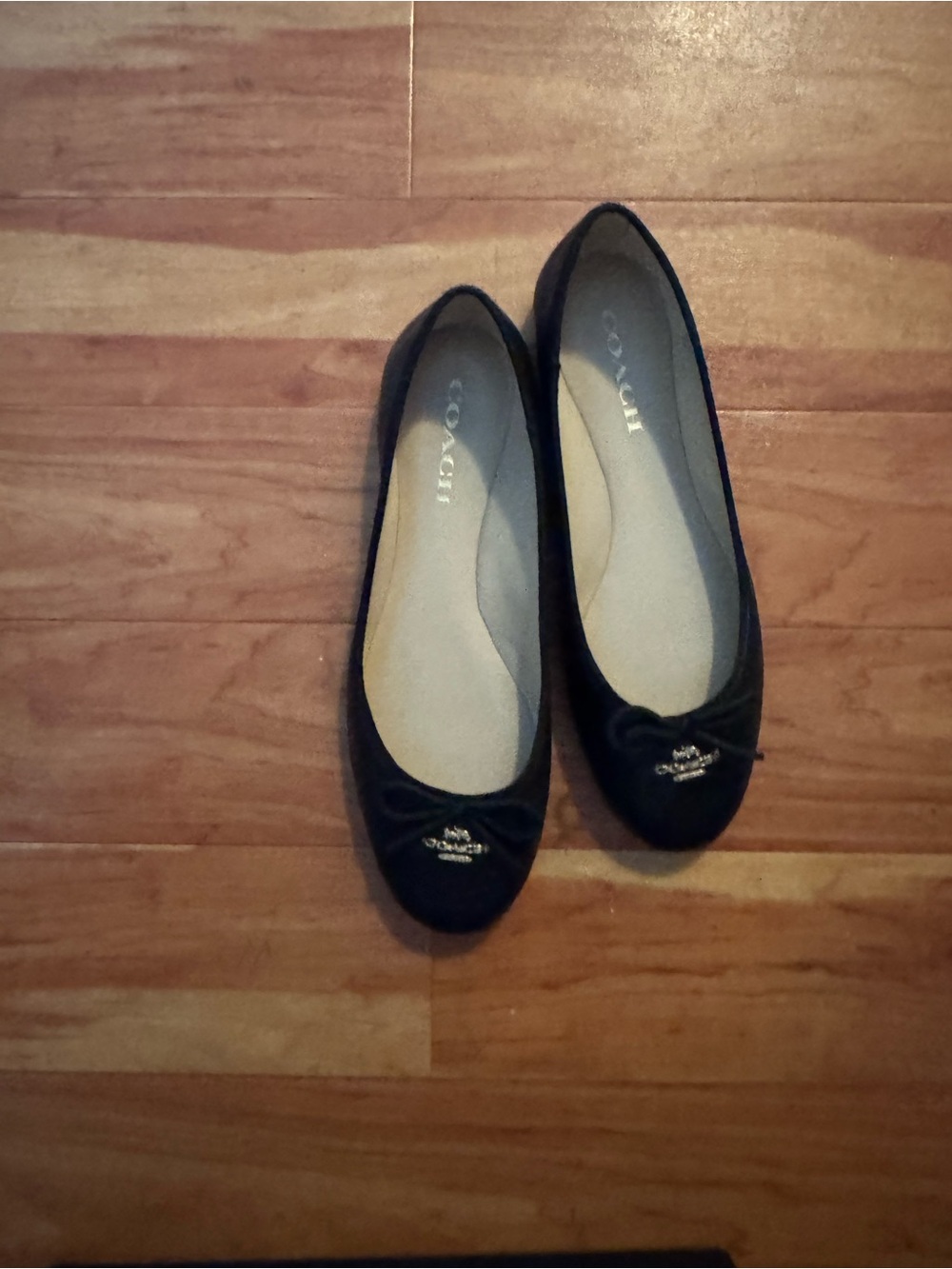 Coach Black leather flats